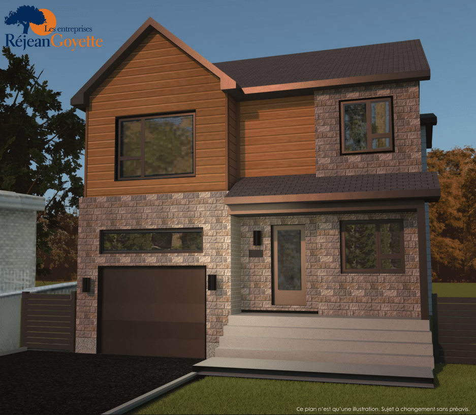 cottage pointe aux trembles Cottage moderne à Pointe-aux-Trembles avec façade en pierre et bois, conçu par un constructeur résidentiel au Québec, alliant design contemporain et qualité de construction.